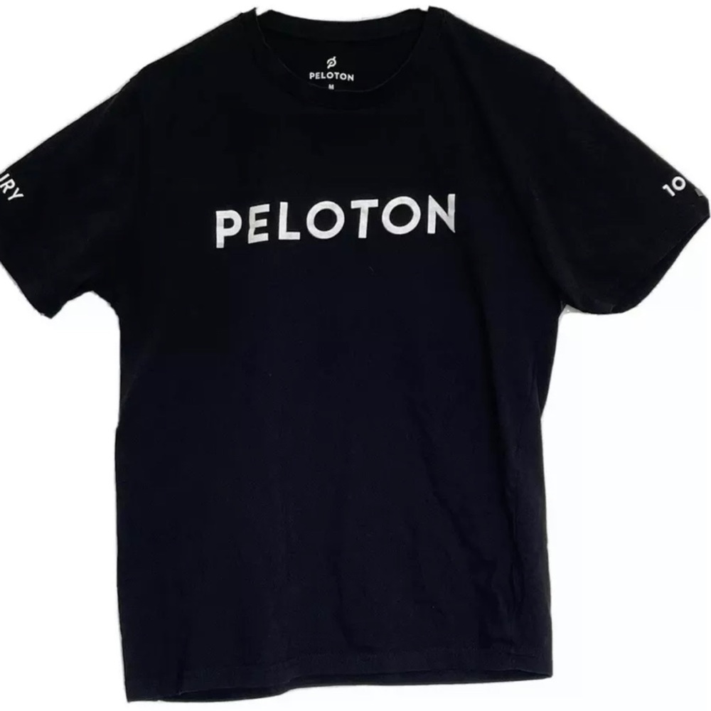 Preowned PELOTON Unisex Black Century Short Sleeve Shirt Size Medium￼